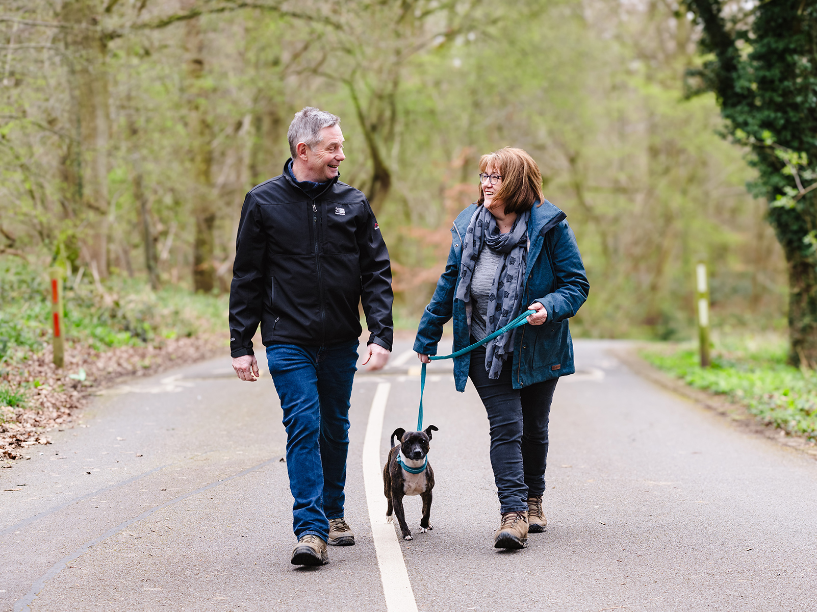 Angela and rupert walking dog