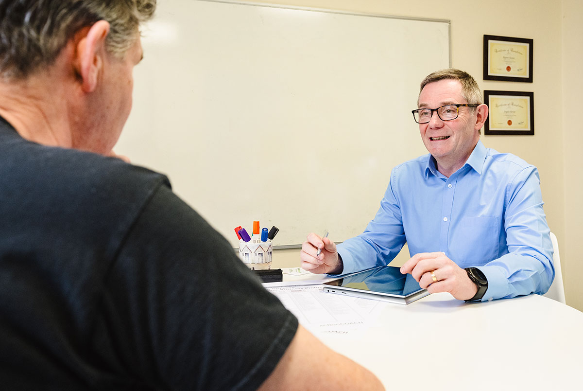 Rupert works with client