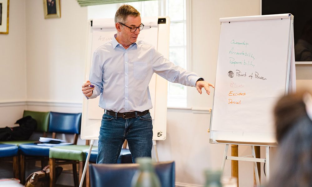 Rupert showing strategy diagram
