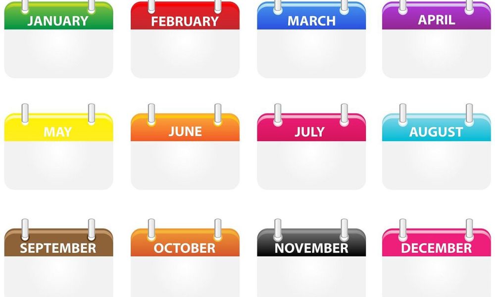 row of calendar months