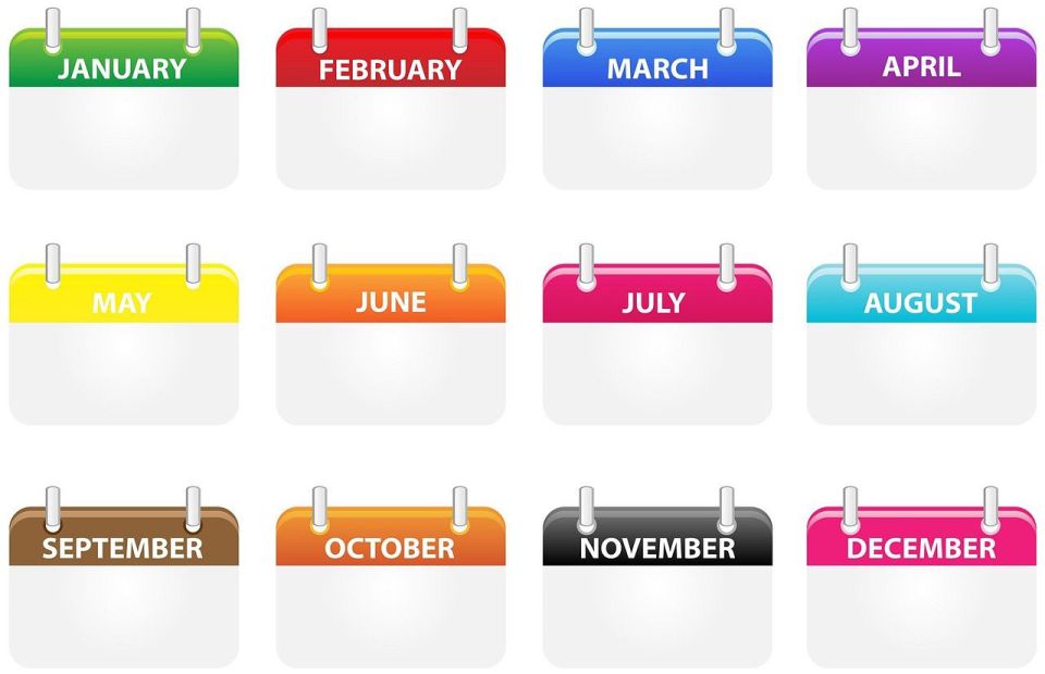 row of calendar months